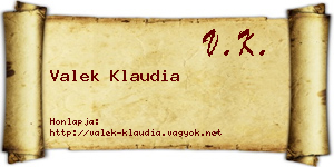 Valek Klaudia névjegykártya